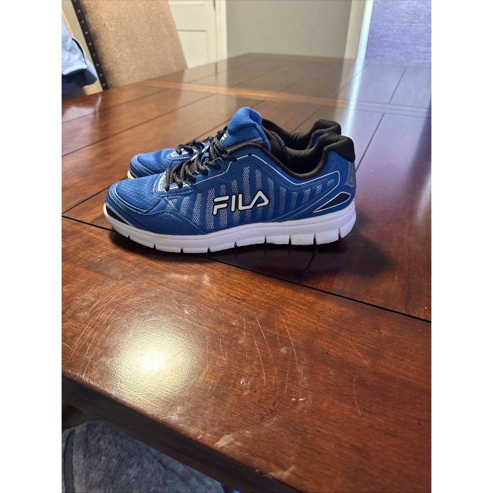 9.5 Fila Mens Blue Black White Low Top Athletic Running Sneakers Trainers‎